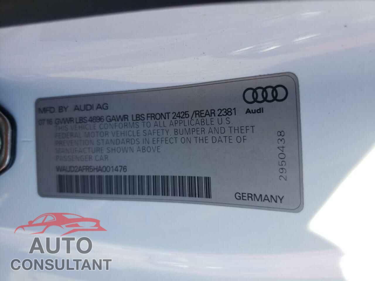 AUDI A5 2017 - WAUD2AFR5HA001476