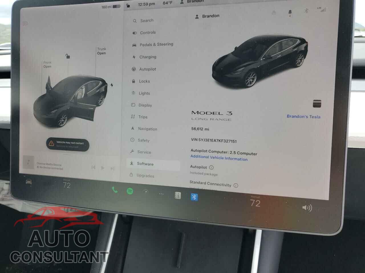 TESLA MODEL 3 2019 - 5YJ3E1EA7KF327151