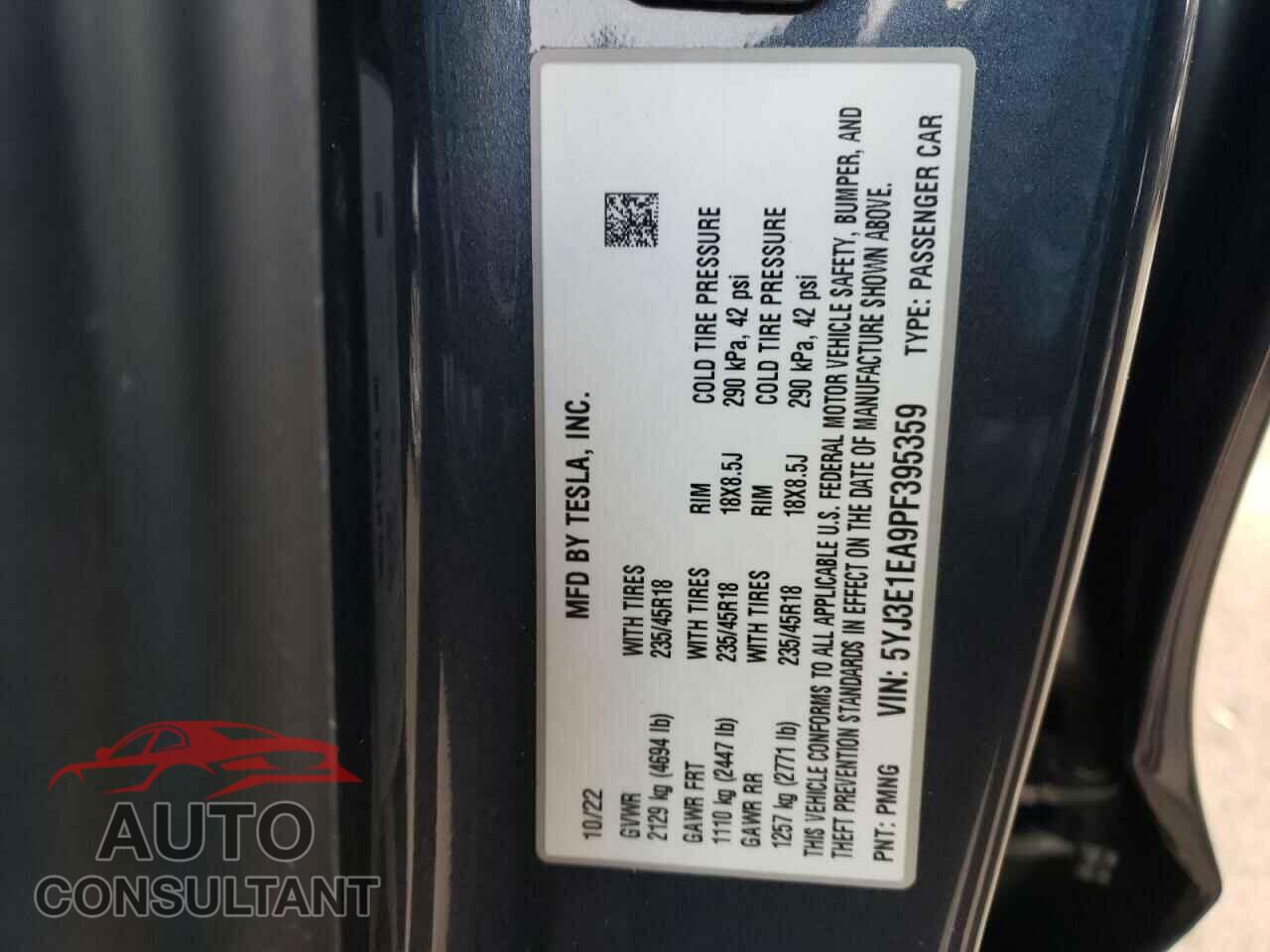 TESLA MODEL 3 2023 - 5YJ3E1EA9PF395359