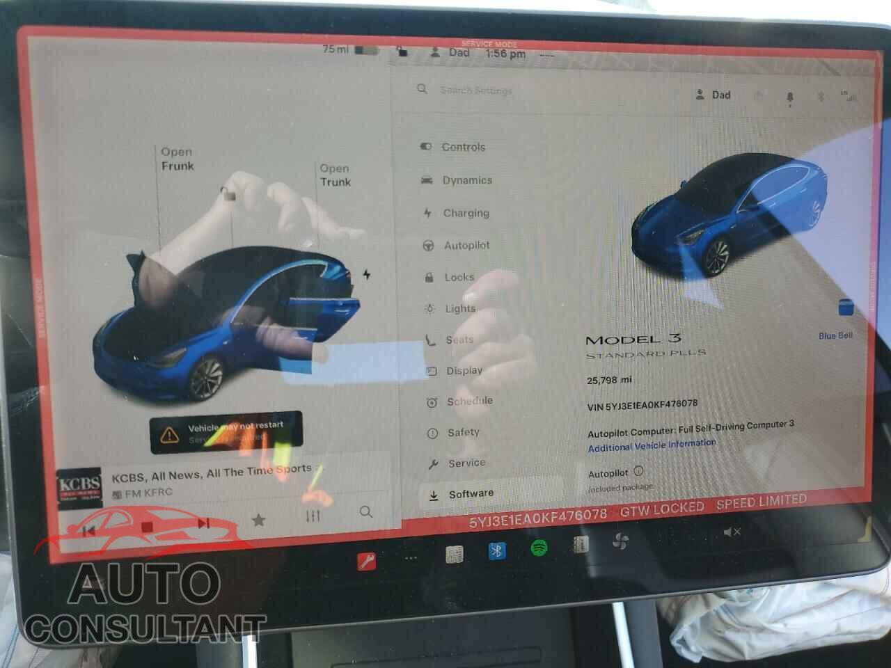 TESLA MODEL 3 2019 - 5YJ3E1EA0KF476078