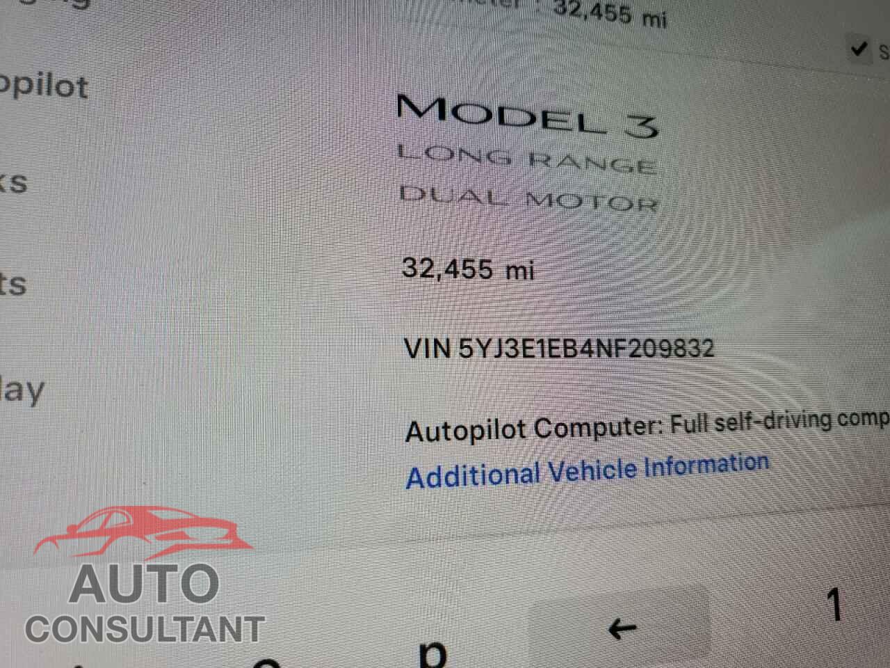 TESLA MODEL 3 2022 - 5YJ3E1EB4NF209832