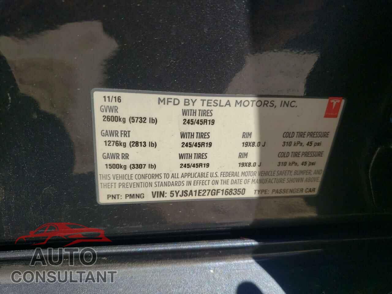 TESLA MODEL S 2016 - 5YJSA1E27GF168350