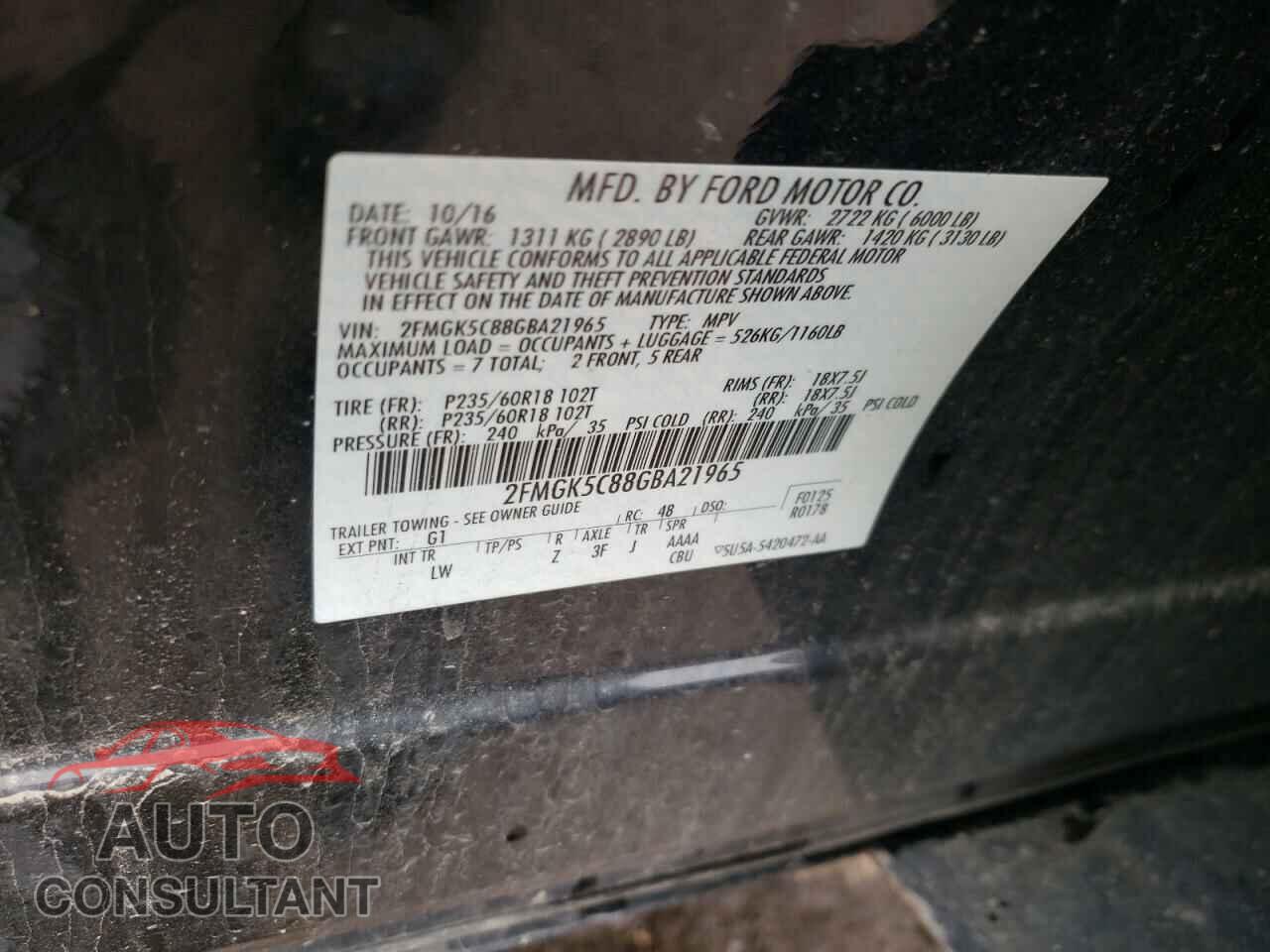 FORD FLEX 2016 - 2FMGK5C88GBA21965