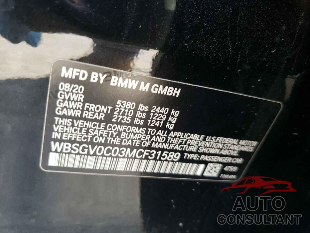BMW M8 2021 - WBSGV0C03MCF31589