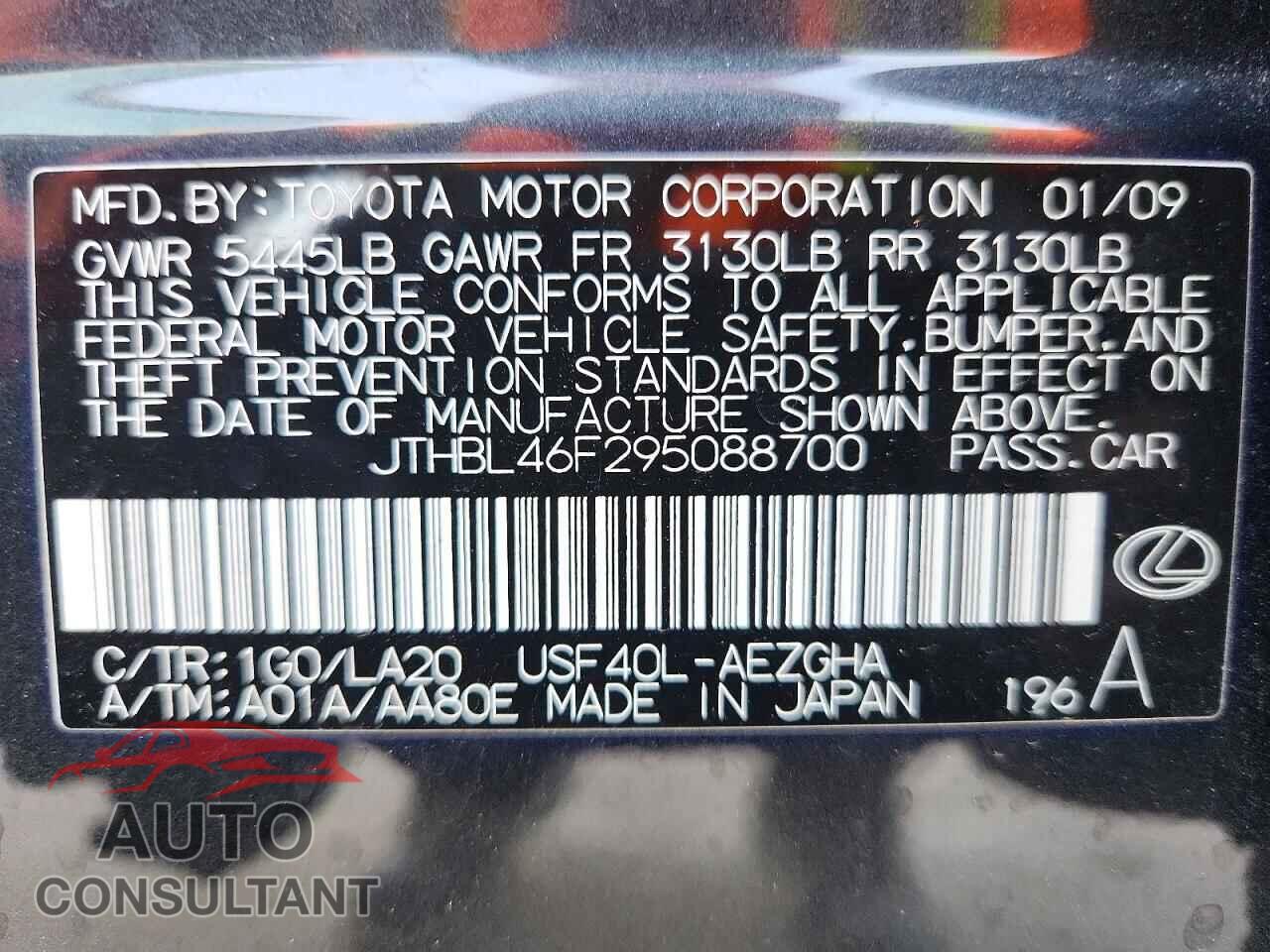 LEXUS LS500 2009 - JTHBL46F295088700