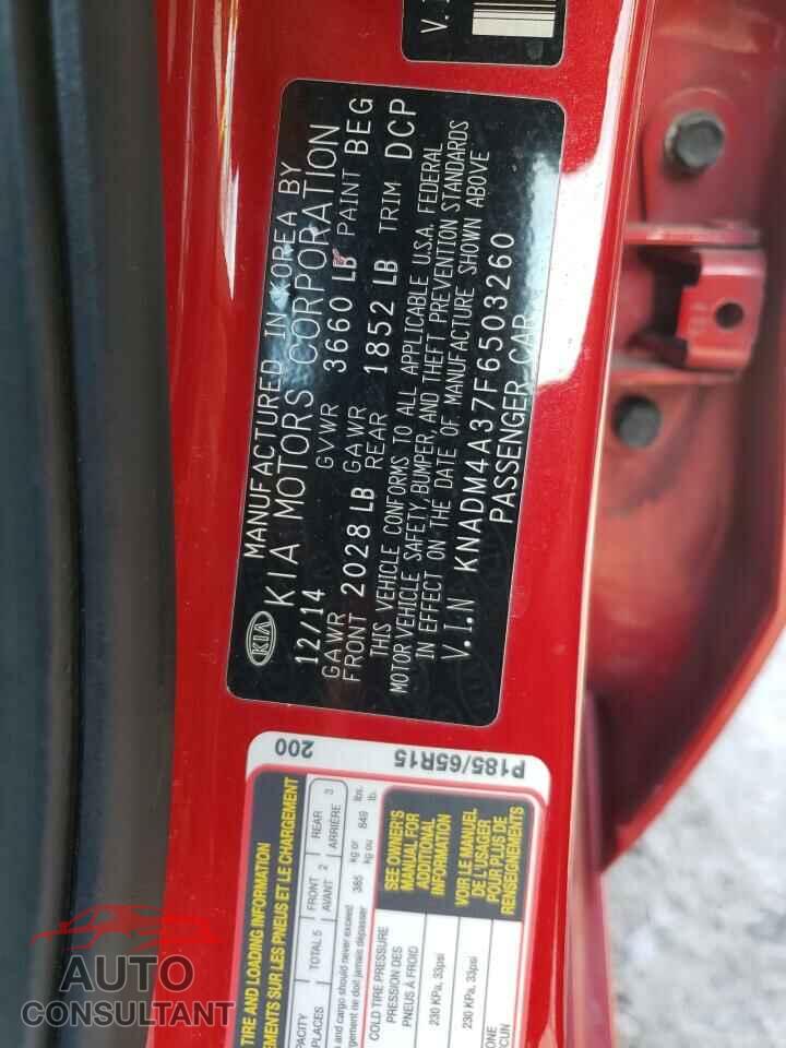 KIA RIO 2015 - KNADM4A37F6503260