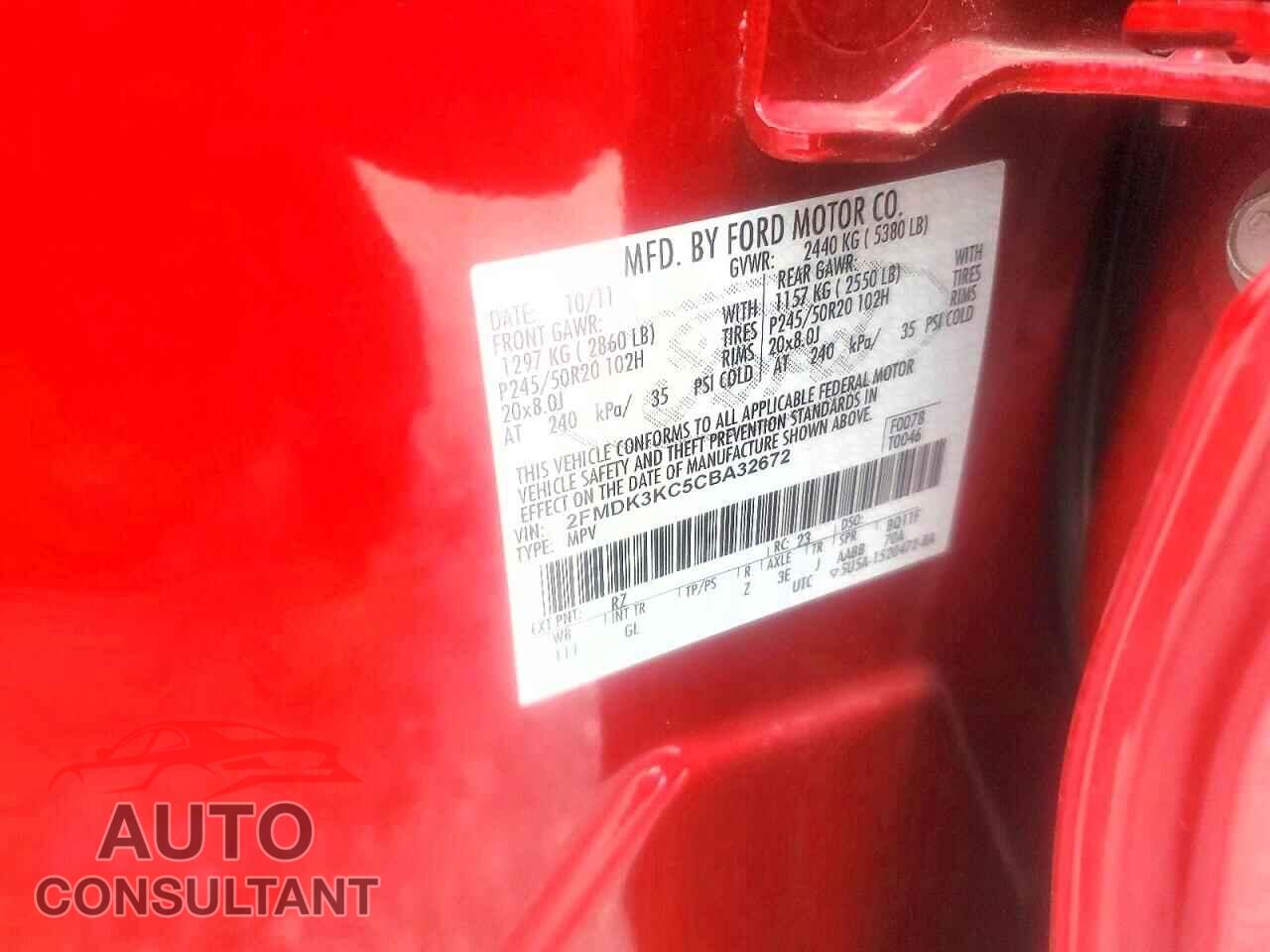 FORD EDGE 2012 - 2FMDK3KC5CBA32672