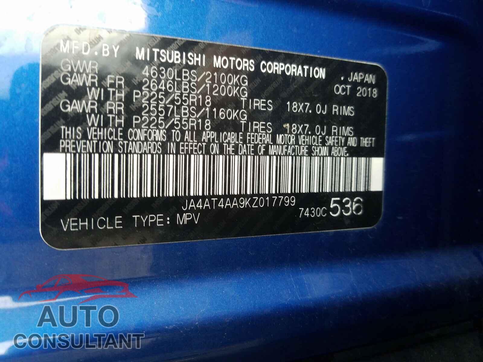 MITSUBISHI ECLIPSE 2019 - JA4AT4AA9KZ017799