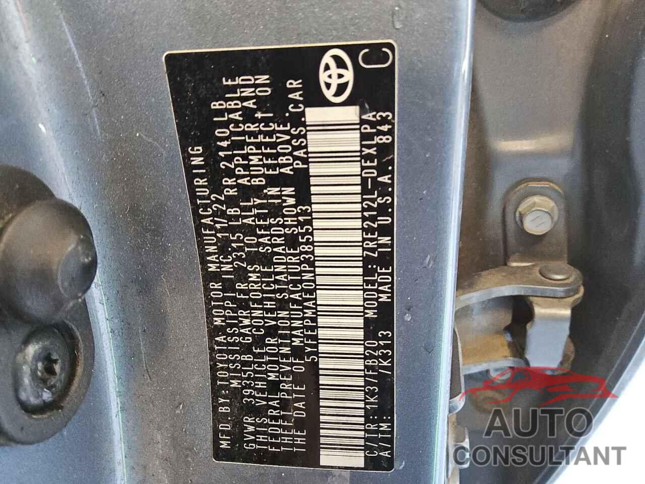 TOYOTA COROLLA 2022 - 5YFEPMAE0NP385513