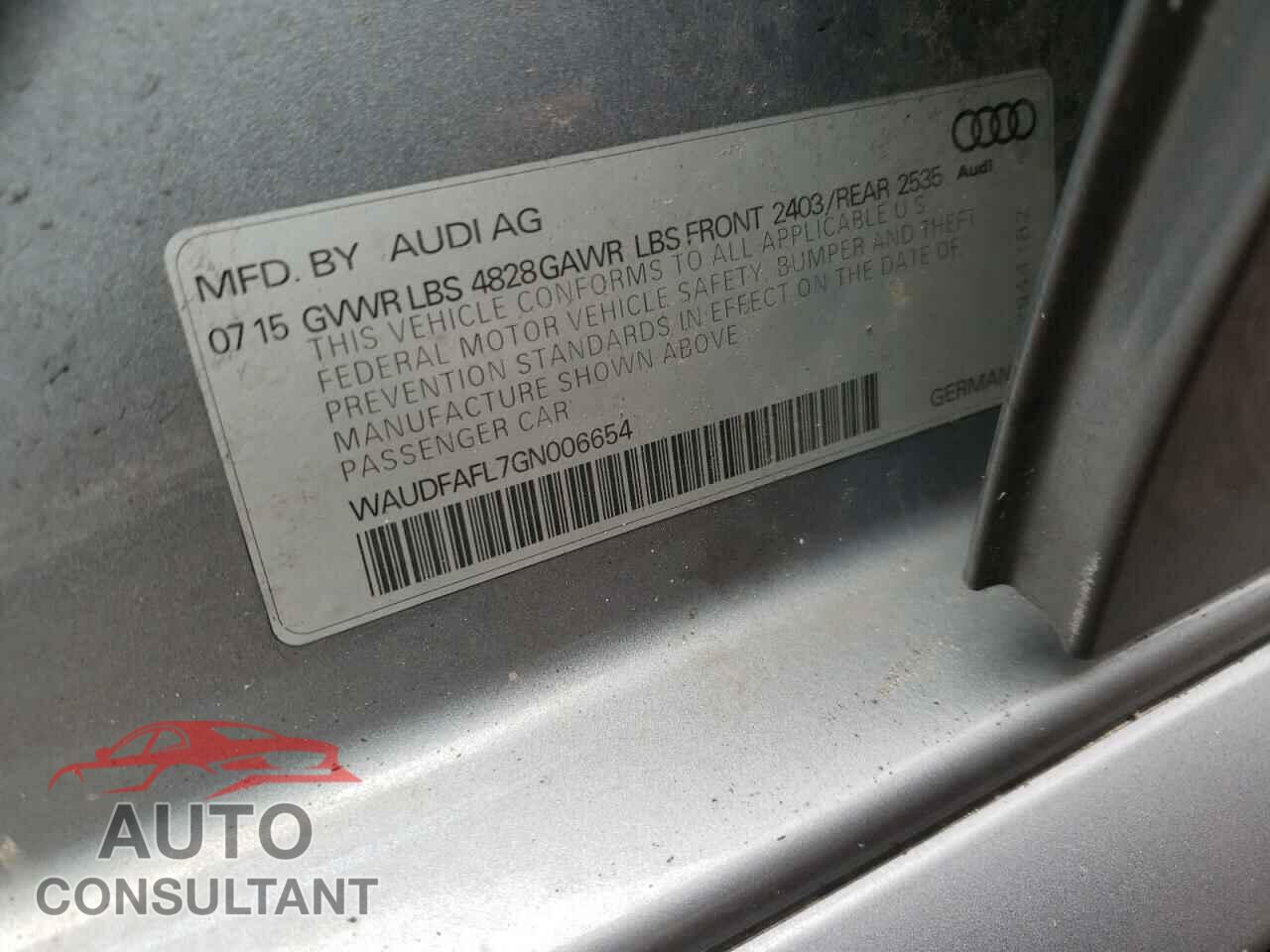AUDI A4 2016 - WAUDFAFL7GN006654