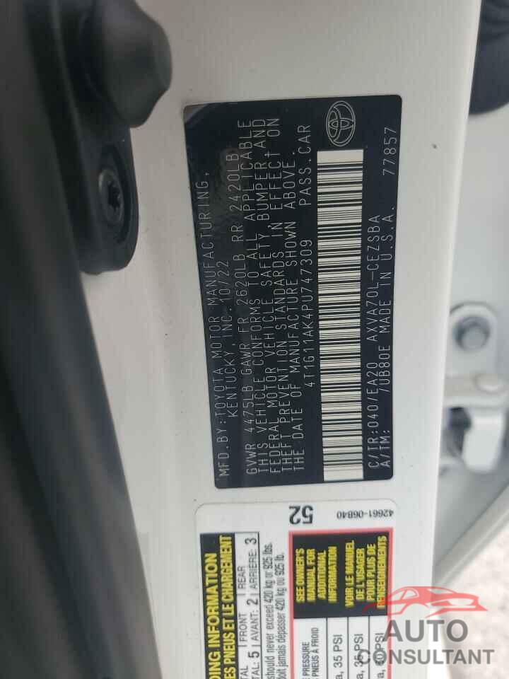 TOYOTA CAMRY 2023 - 4T1G11AK4PU747309