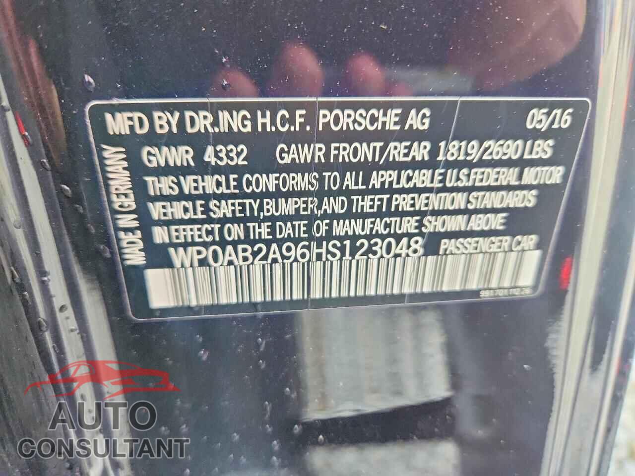 PORSCHE 911 2017 - WP0AB2A96HS123048