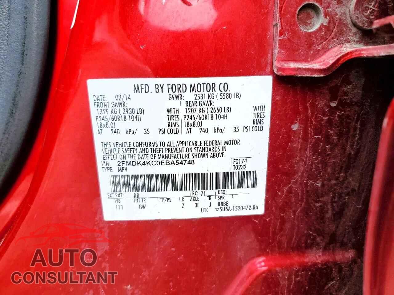 FORD EDGE 2014 - 2FMDK4KC0EBA54748