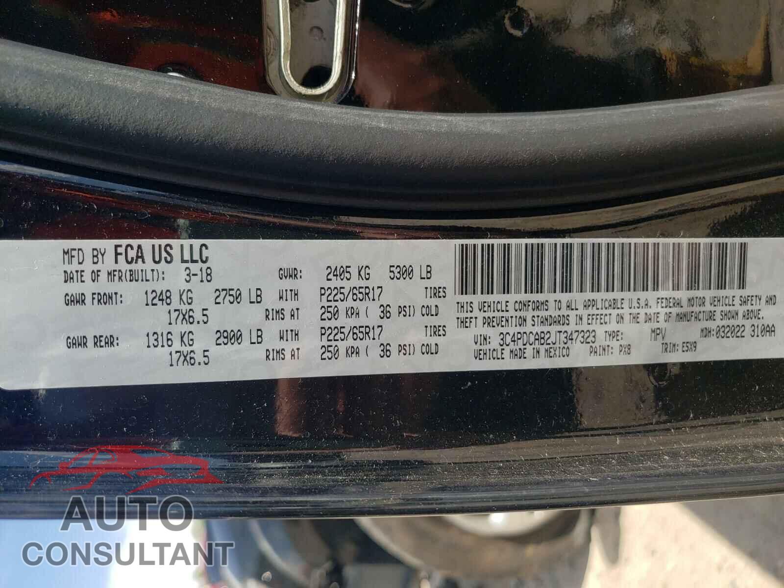 DODGE JOURNEY 2018 - 3C4PDCAB2JT347323