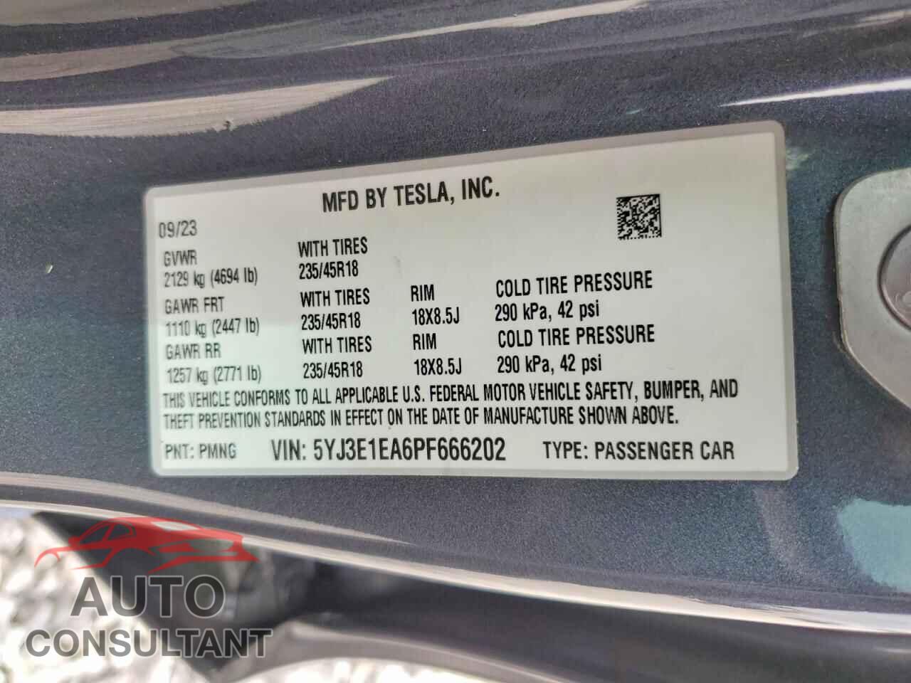 TESLA MODEL 3 2023 - 5YJ3E1EA6PF666202