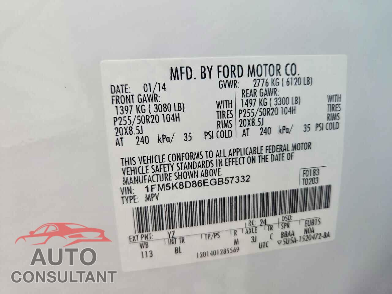FORD EXPLORER 2014 - 1FM5K8D86EGB57332