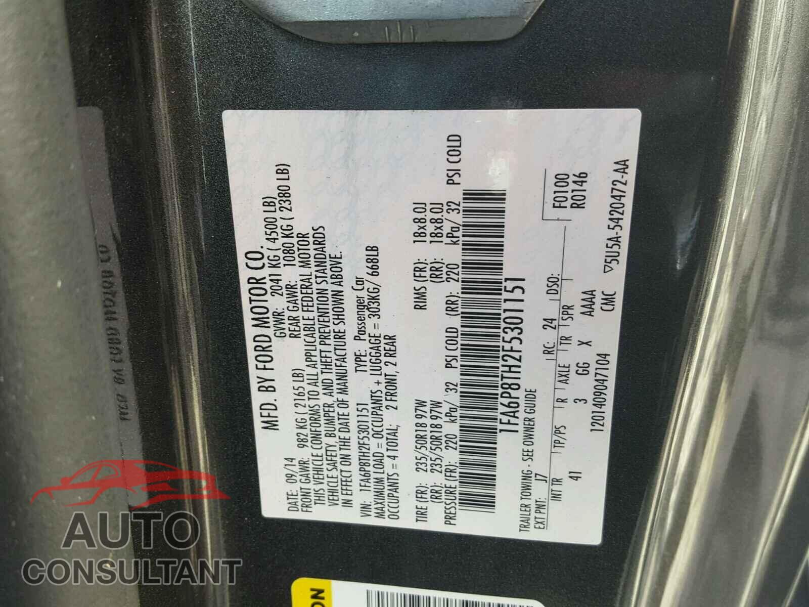 FORD MUSTANG 2015 - 1FA6P8TH2F5301151
