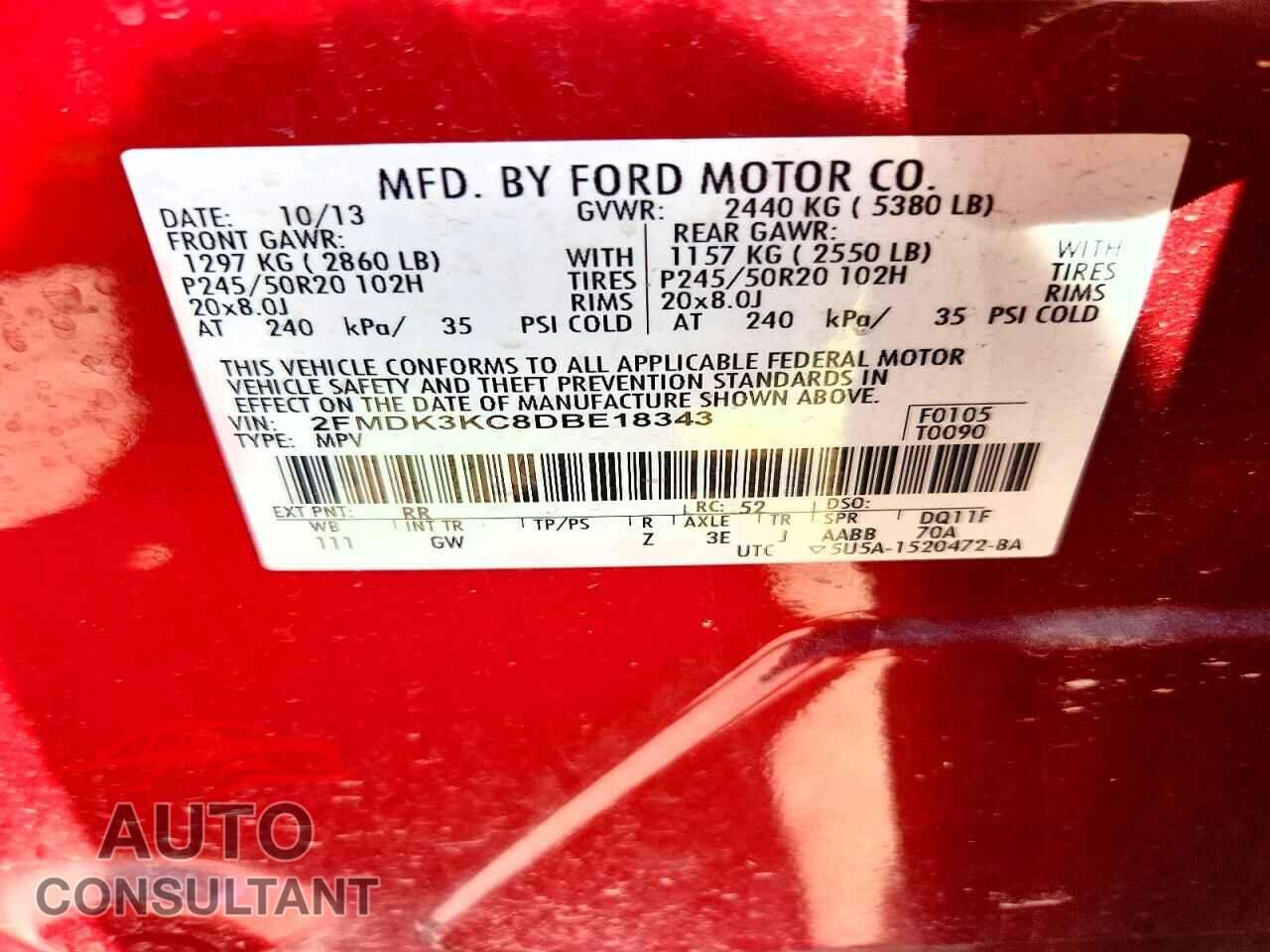 FORD EDGE 2013 - 2FMDK3KC8DBE18343