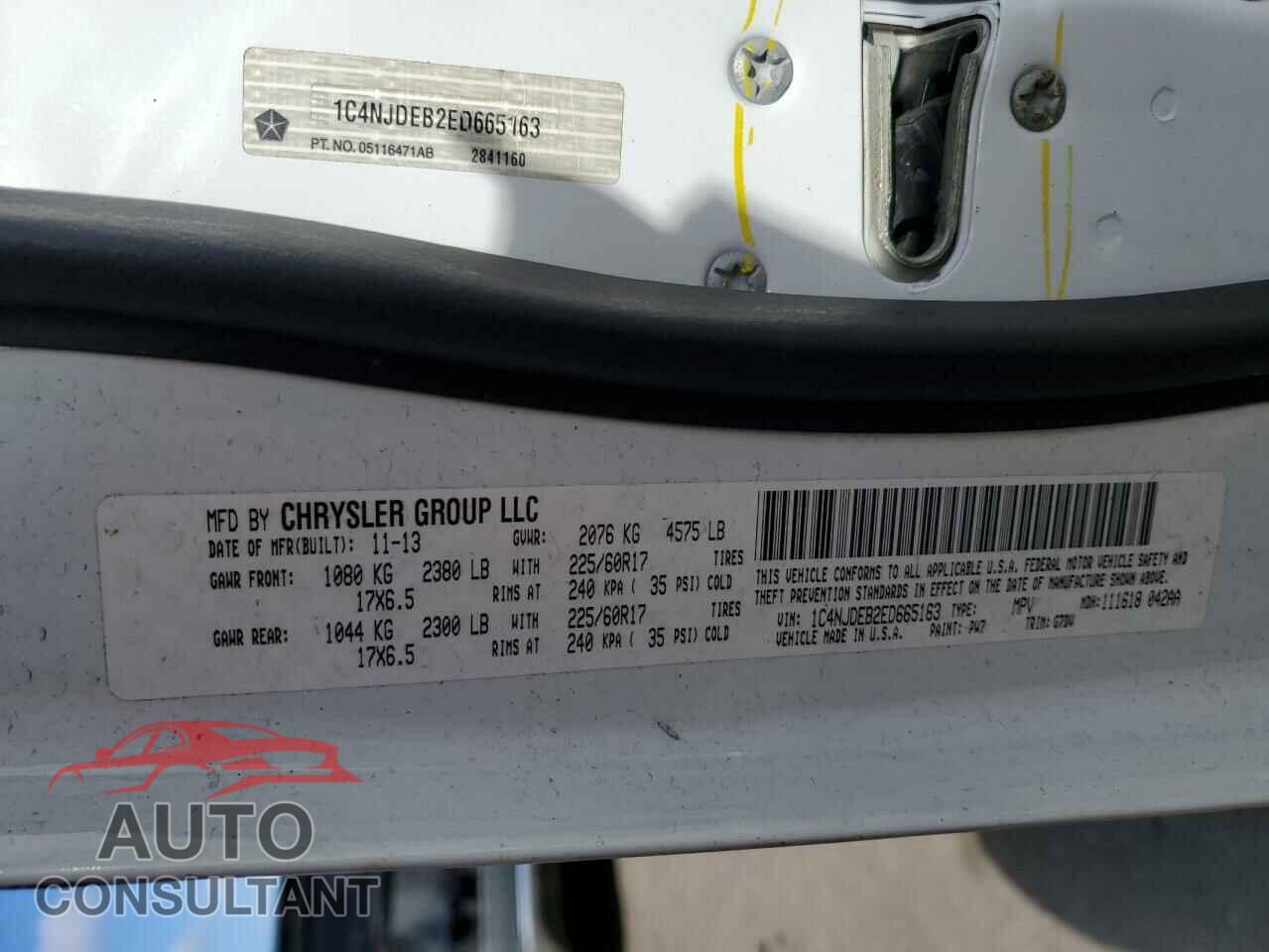 JEEP COMPASS 2014 - 1C4NJDEB2ED665163