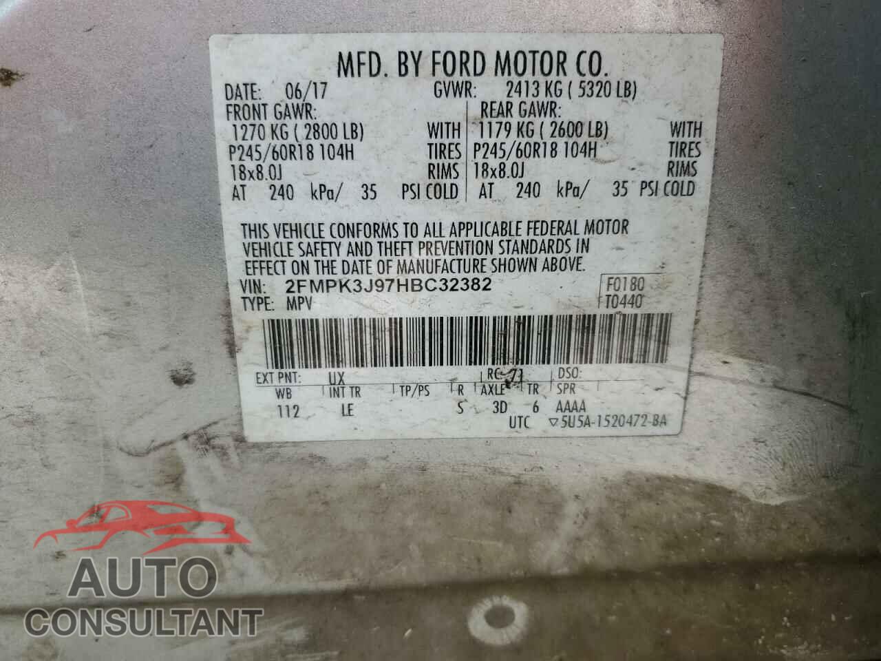 FORD EDGE 2017 - 2FMPK3J97HBC32382