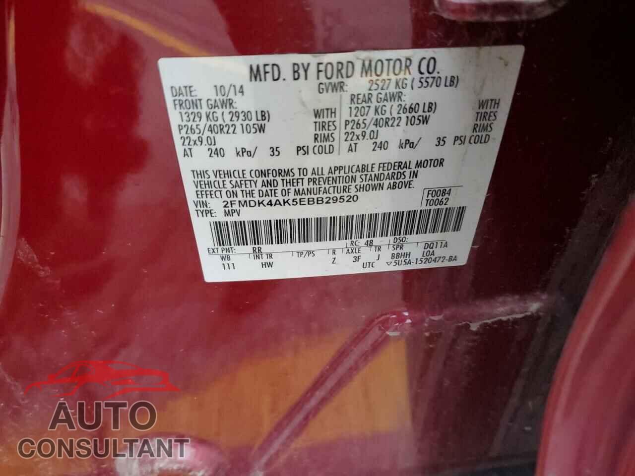 FORD EDGE 2014 - 2FMDK4AK5EBB29520