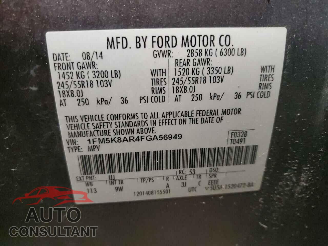 FORD EXPLORER 2015 - 1FM5K8AR4FGA56949