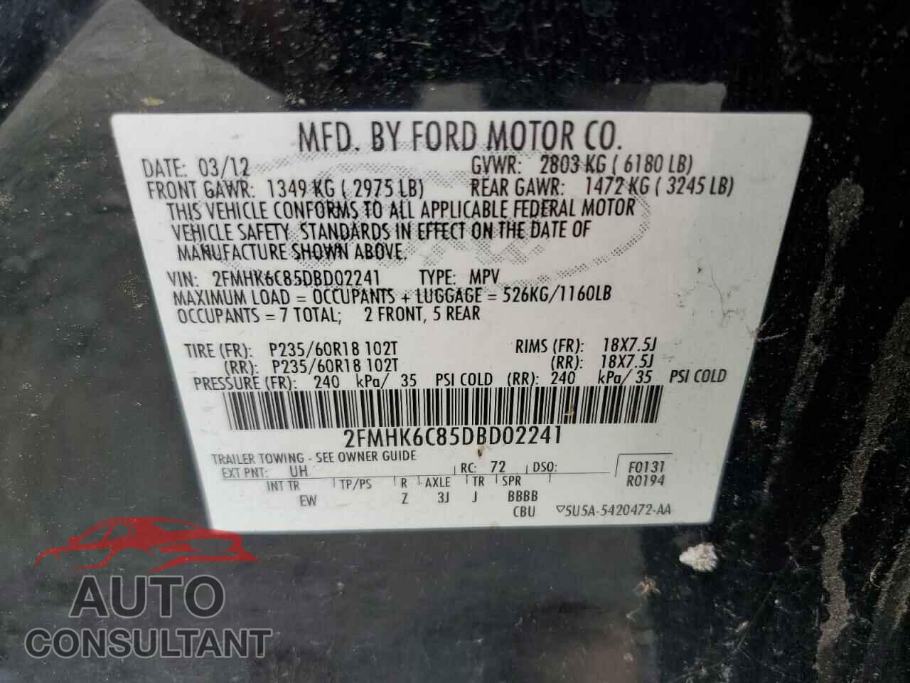 FORD FLEX 2013 - 2FMHK6C85DBD02241
