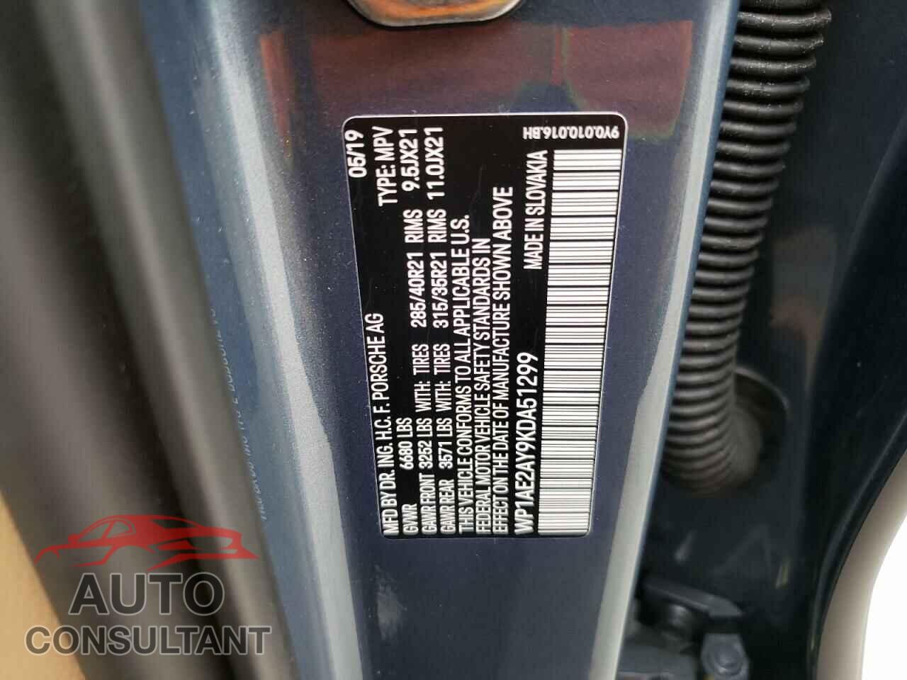 PORSCHE CAYENNE 2019 - WP1AE2AY9KDA51299