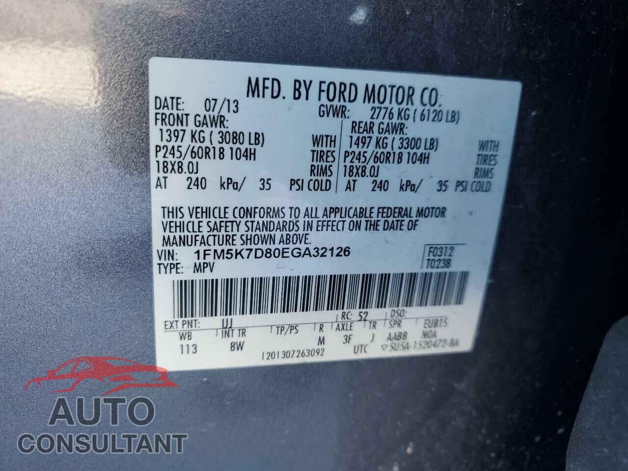 FORD EXPLORER 2014 - 1FM5K7D80EGA32126