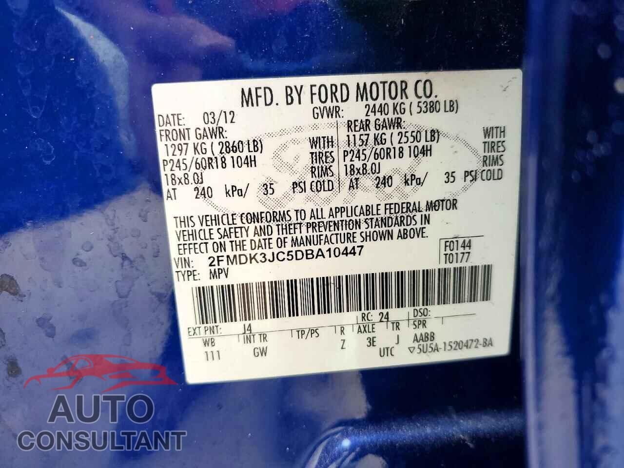 FORD EDGE 2013 - 2FMDK3JC5DBA10447