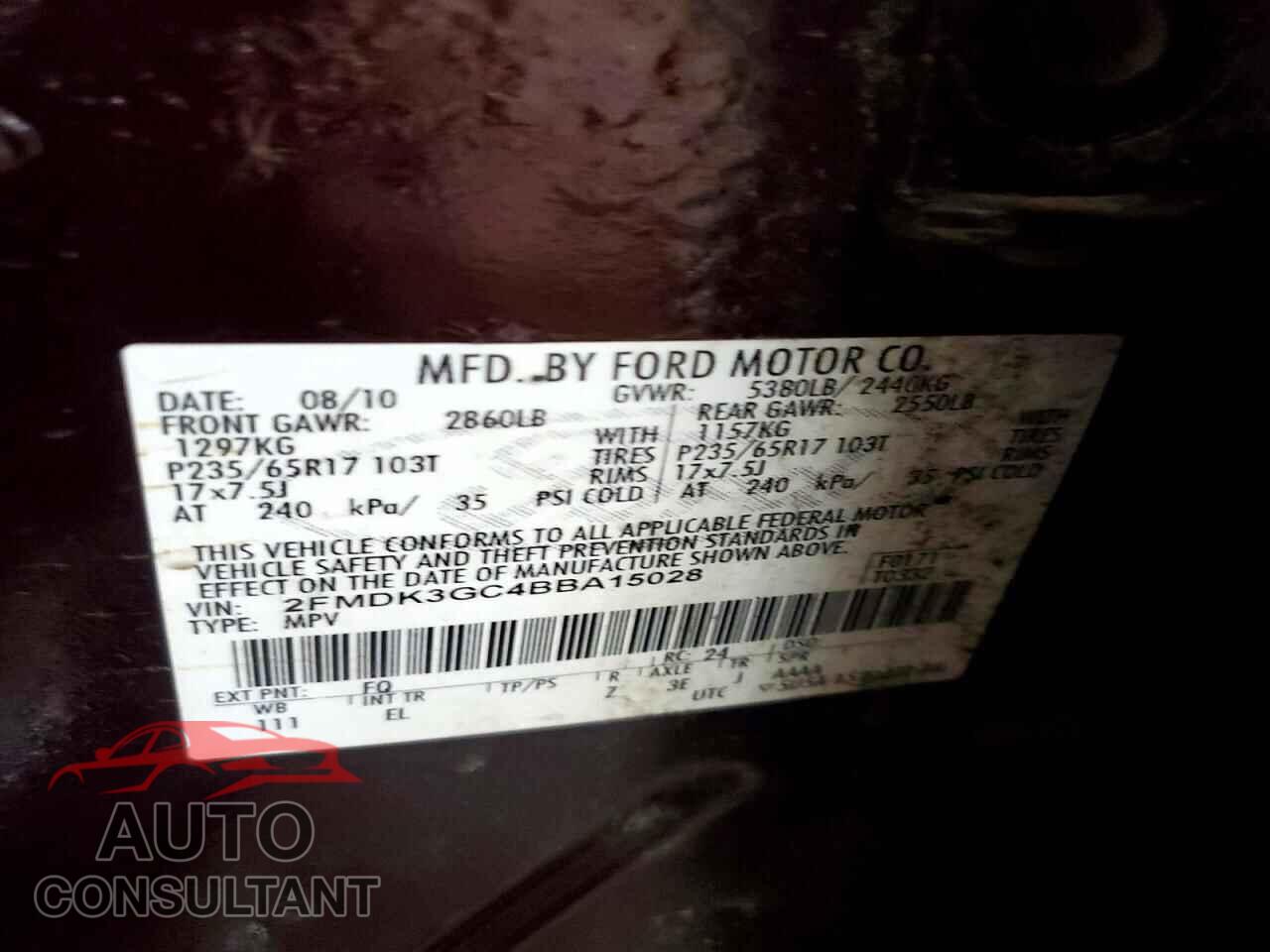 FORD EDGE 2011 - 2FMDK3GC4BBA15028