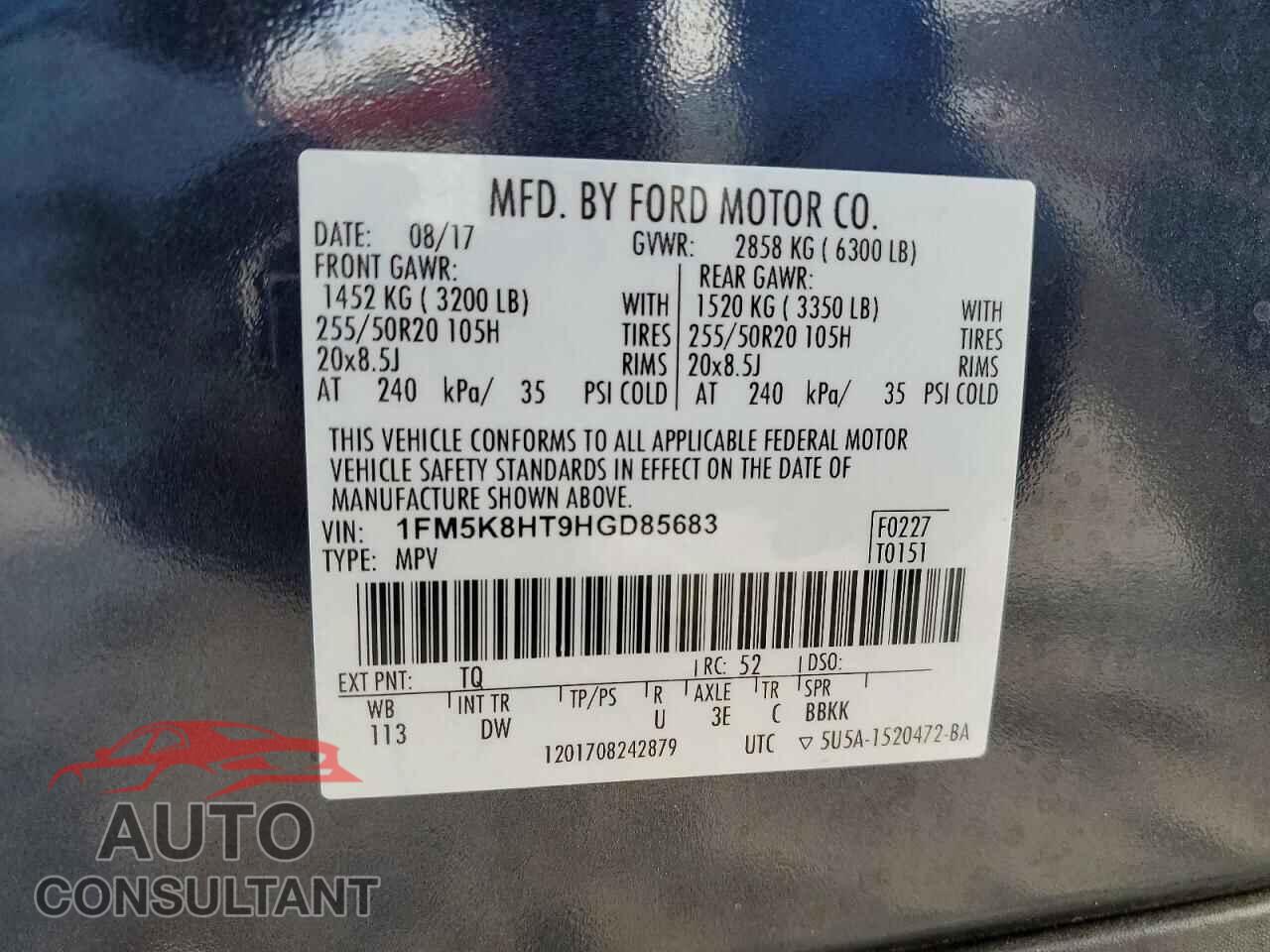 FORD EXPLORER 2017 - 1FM5K8HT9HGD85683