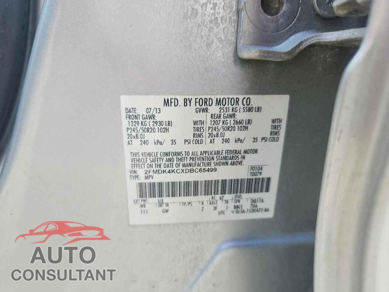 FORD EDGE 2013 - 2FMDK4KCXDBC65499