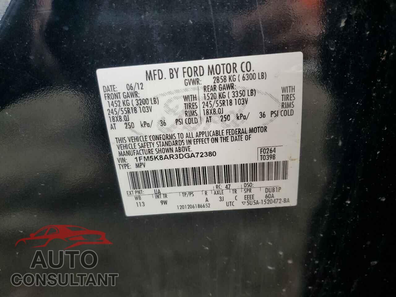 FORD EXPLORER 2013 - 1FM5K8AR3DGA72380