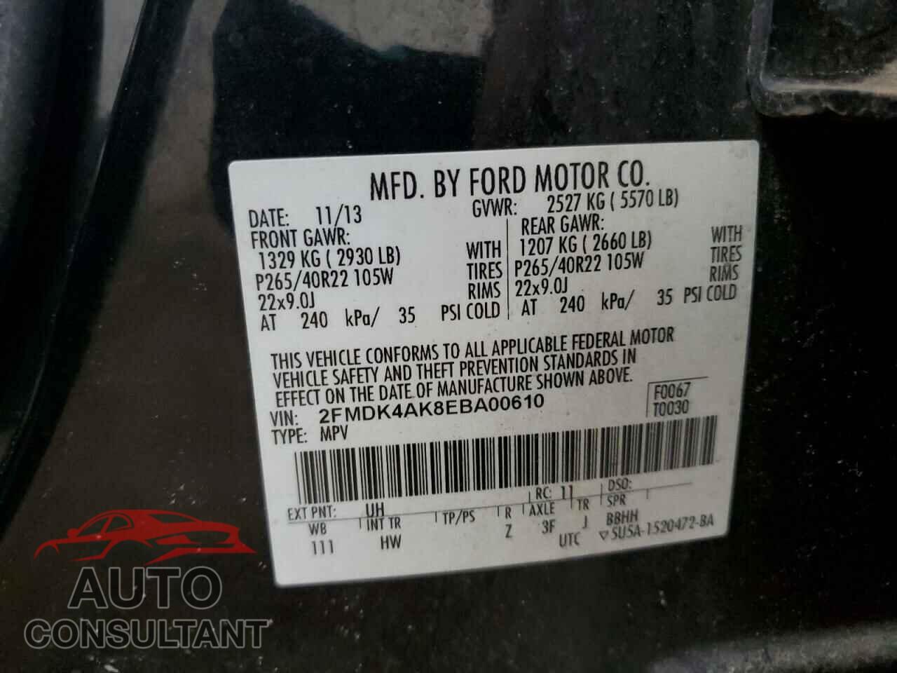 FORD EDGE 2014 - 2FMDK4AK8EBA00610