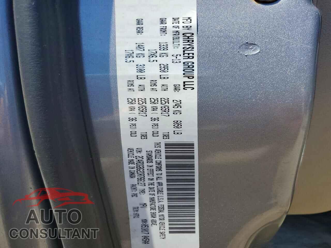 DODGE CARAVAN 2013 - 2C4RDGBG2DR766127