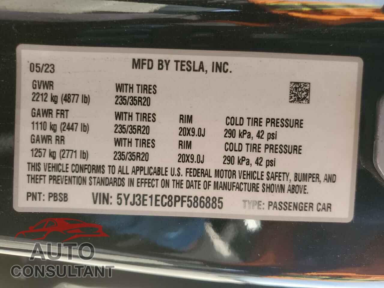 TESLA MODEL 3 2023 - 5YJ3E1EC8PF586885