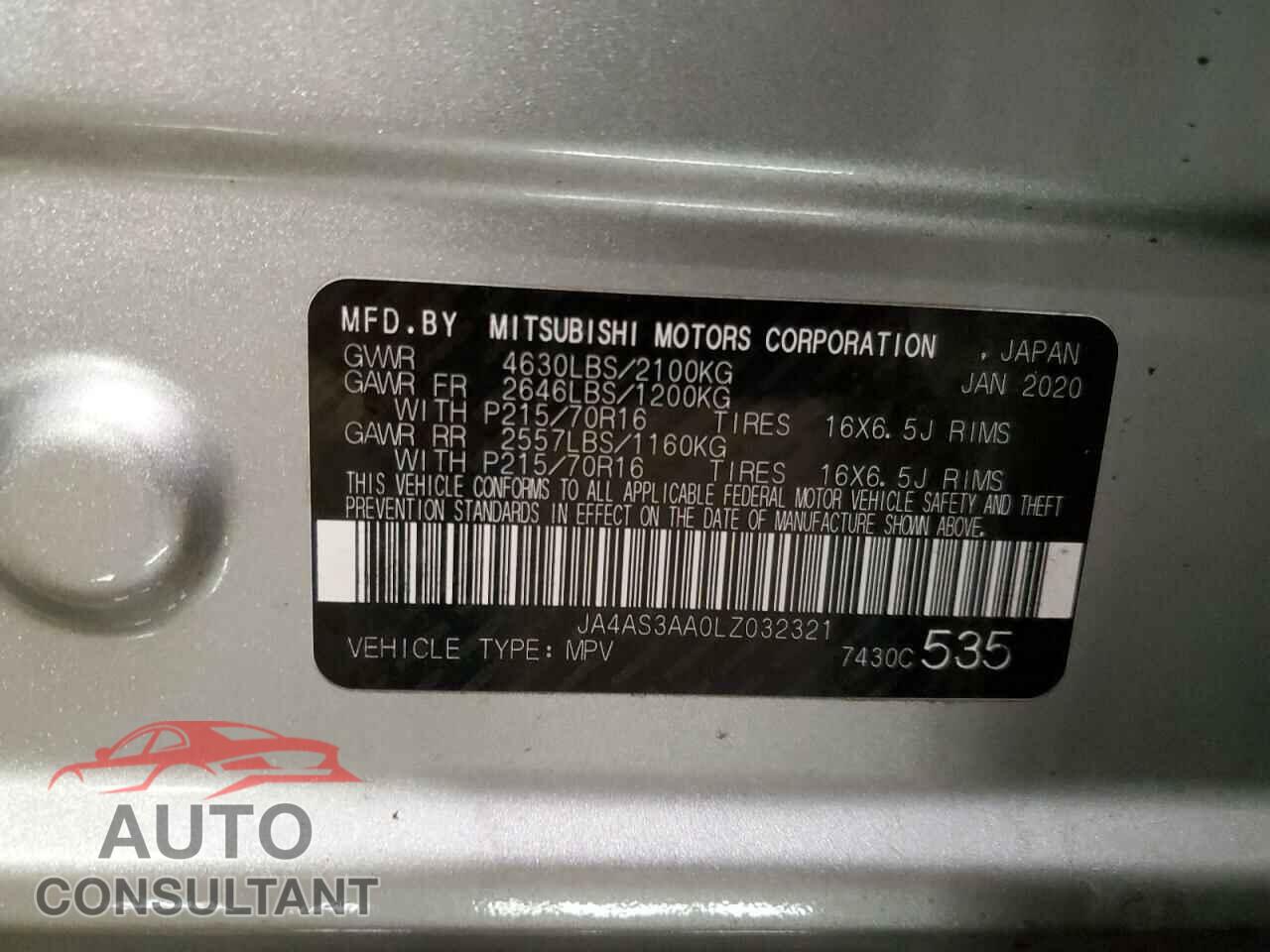 MITSUBISHI ECLIPSE 2020 - JA4AS3AA0LZ032321