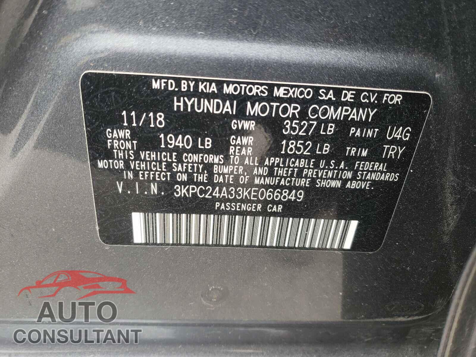 HYUNDAI ACCENT 2019 - 3KPC24A33KE066849