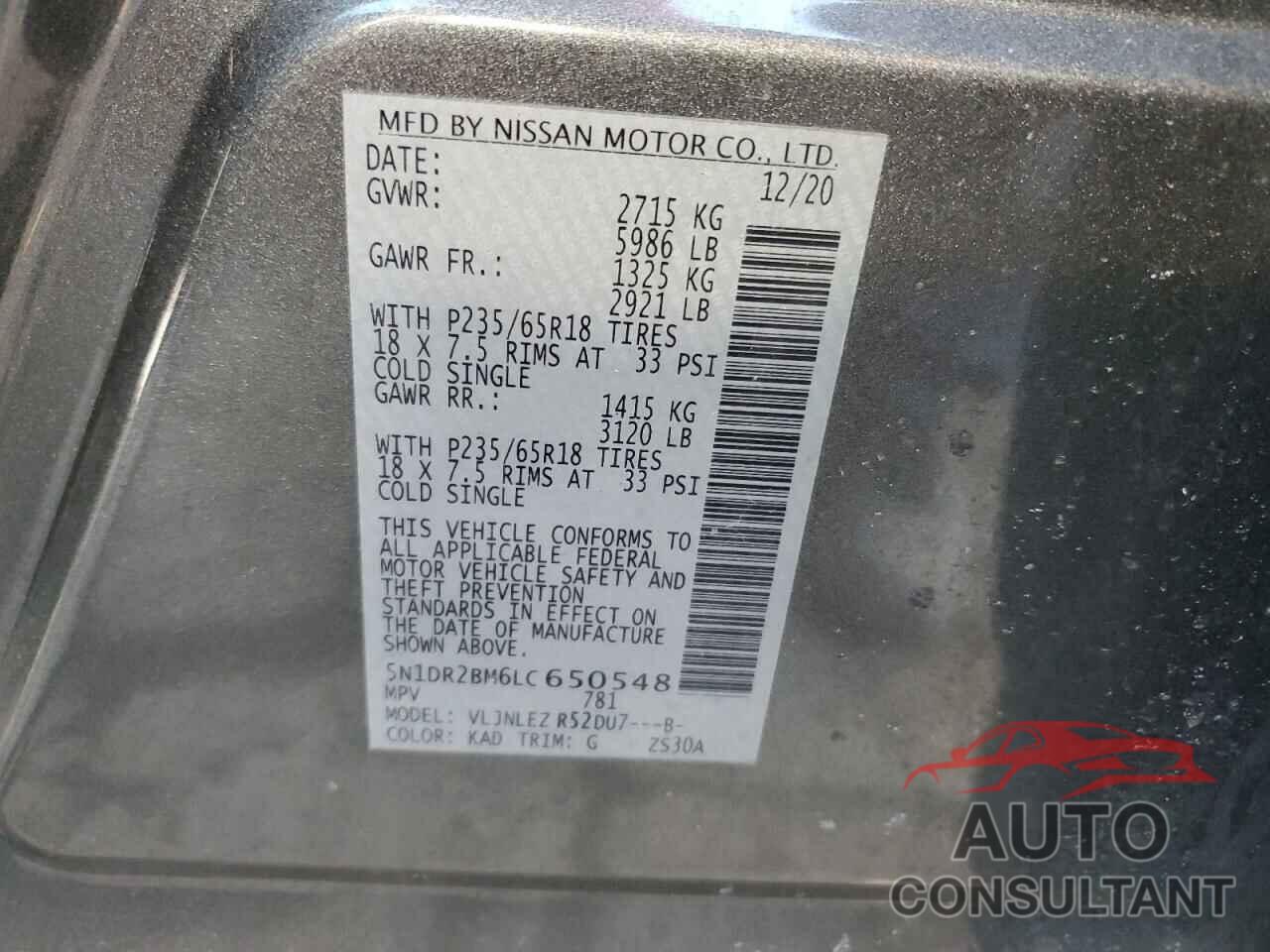 NISSAN PATHFINDER 2020 - 5N1DR2BM6LC650548