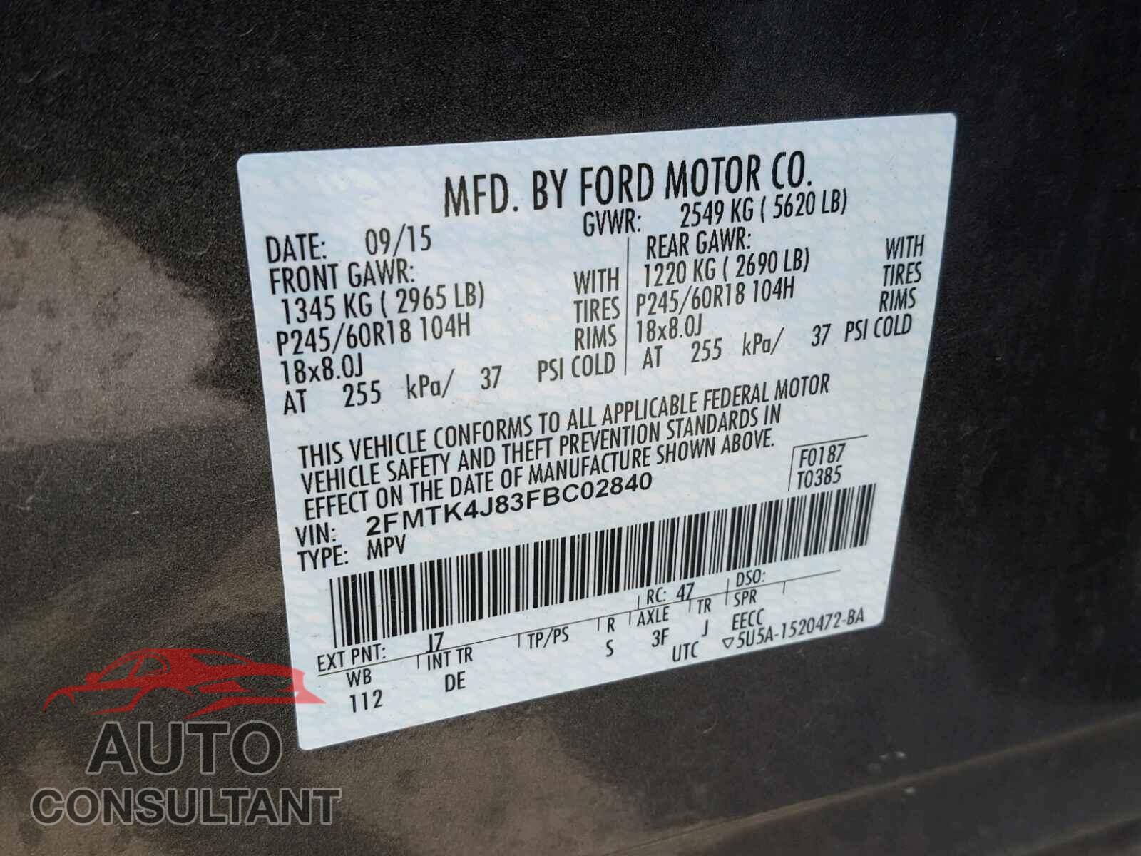 FORD EDGE SEL 2015 - 2FMTK4J83FBC02840