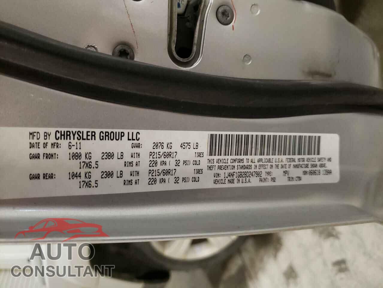 JEEP PATRIOT 2011 - 1J4NF1GB2BD247902