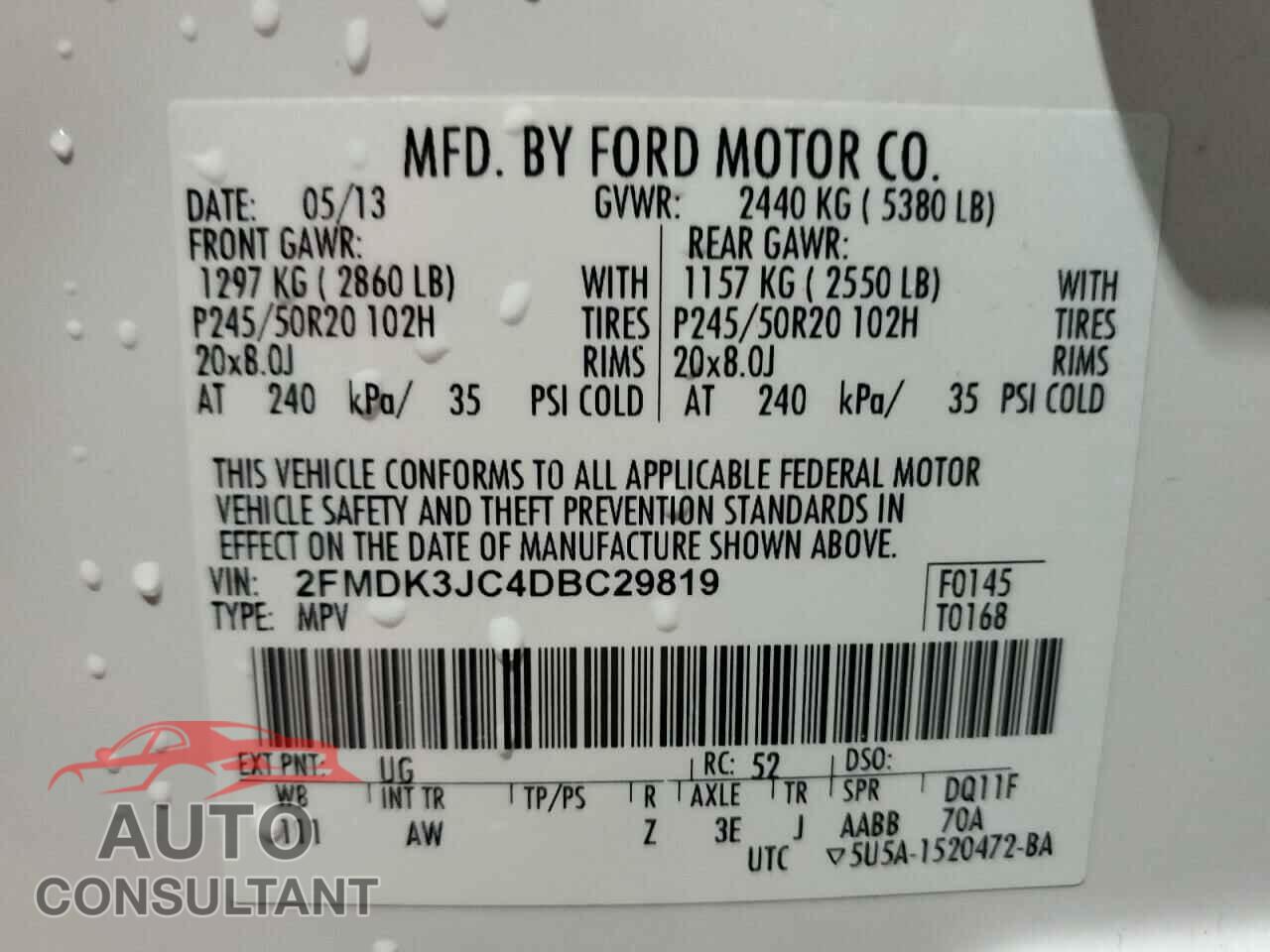 FORD EDGE 2013 - 2FMDK3JC4DBC29819