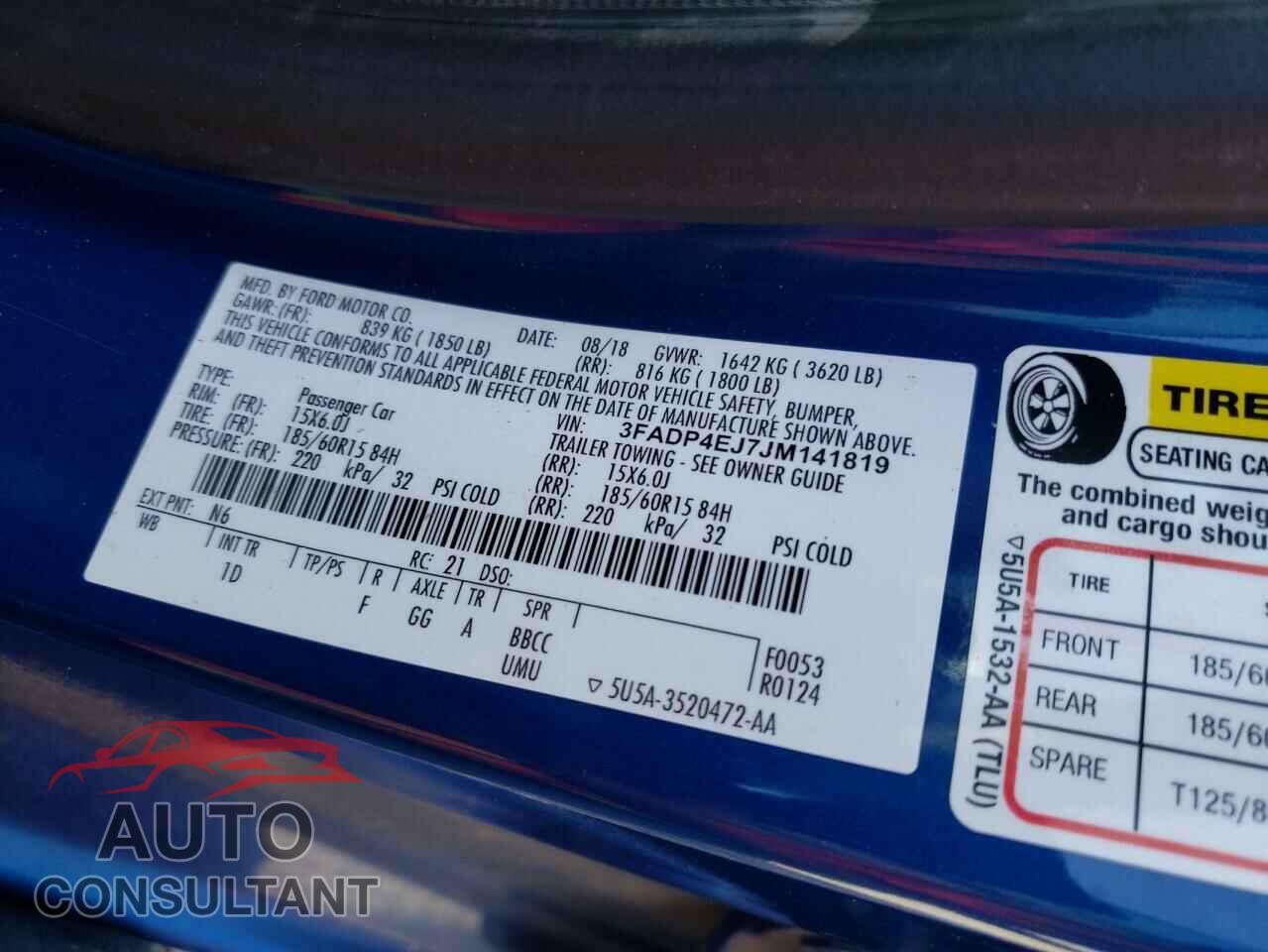 FORD FIESTA 2018 - 3FADP4EJ7JM141819