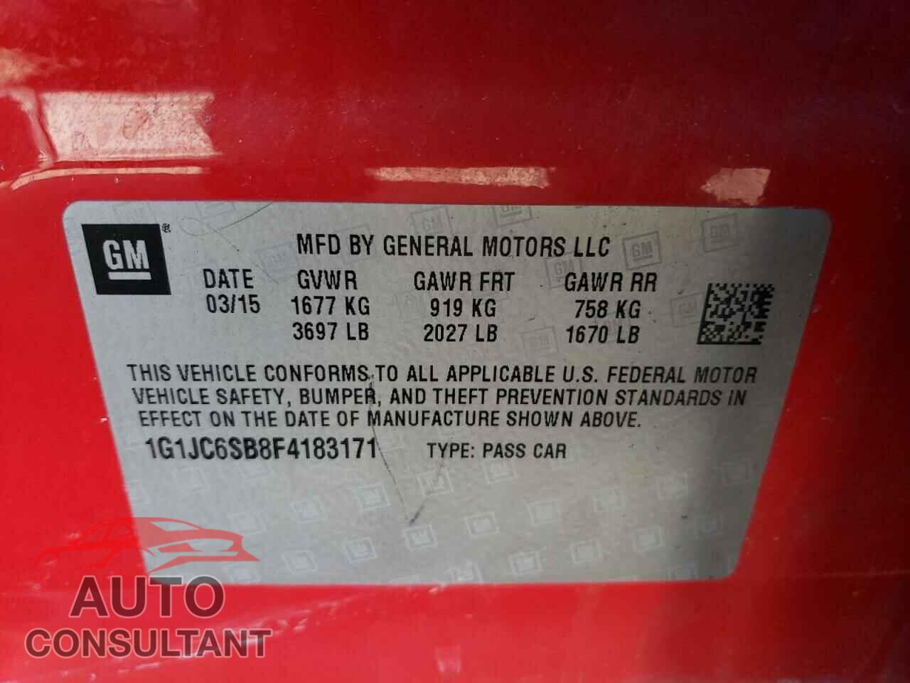 CHEVROLET SONIC 2015 - 1G1JC6SB8F4183171