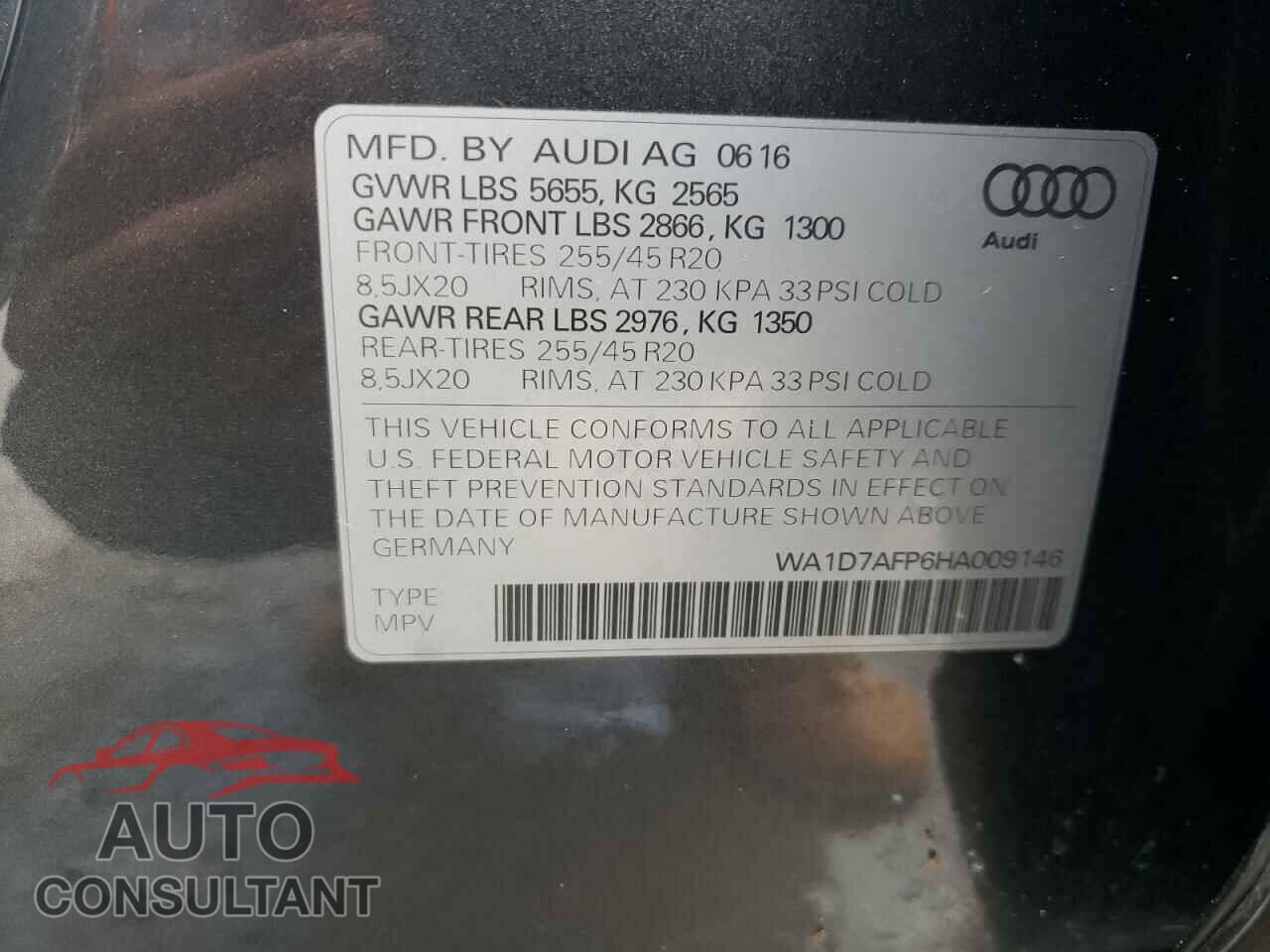AUDI Q5 2017 - WA1D7AFP6HA009146