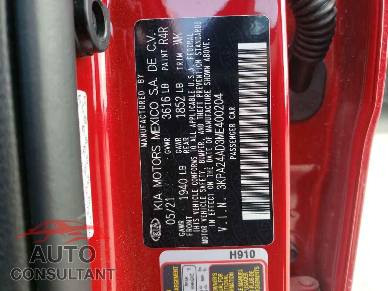 KIA RIO 2021 - 3KPA24AD3ME400204
