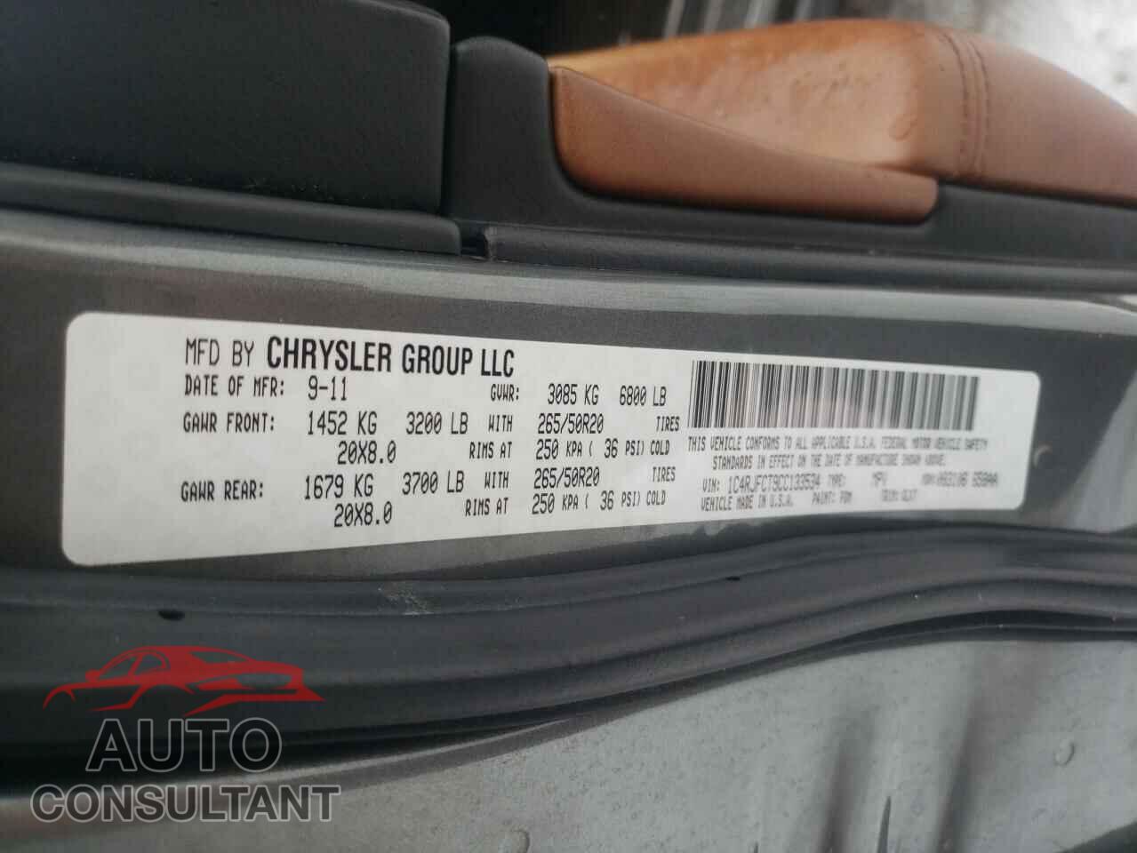 JEEP GRAND CHER 2012 - 1C4RJFCT9CC133534