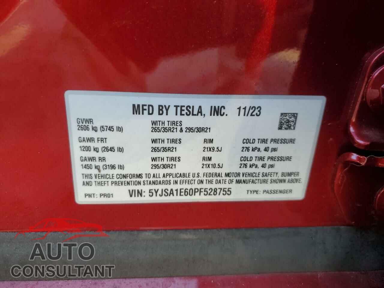 TESLA MODEL S 2023 - 5YJSA1E60PF528755