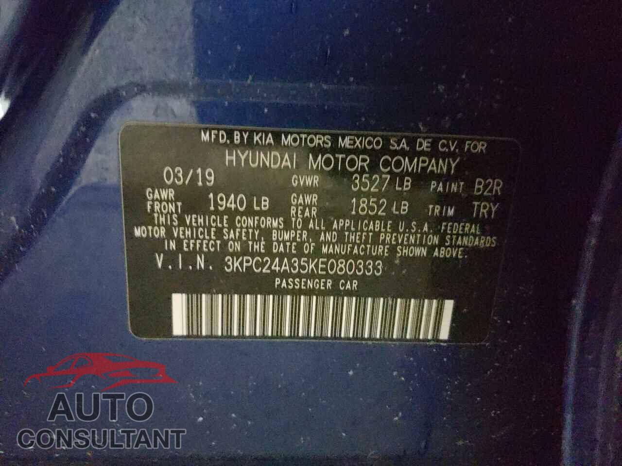 HYUNDAI ACCENT 2019 - 3KPC24A35KE080333